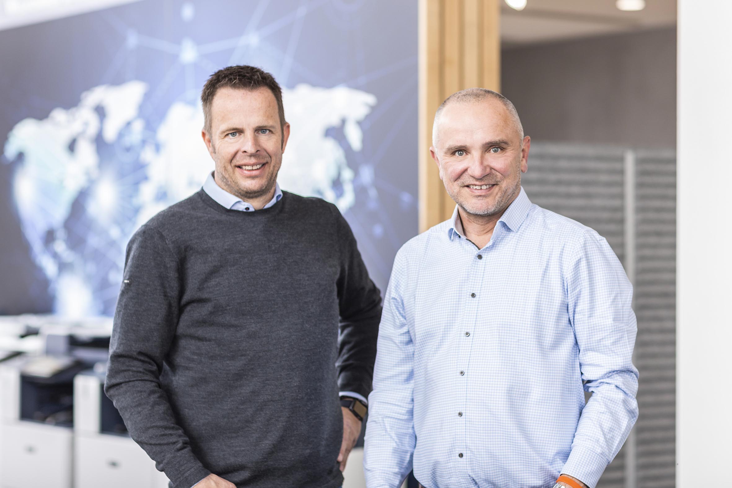 Christof Koy (links) und Andreas Kolmer sind die Geschäftsführer der ProOffice Document Systemhaus GmbH.