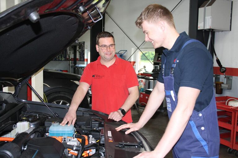 Egal welche Technik – Kfz-Meister Denny Kreuzmüller und Auszubildender Michael Sudermann sorgen dafür, dass der Motor wieder brummt.